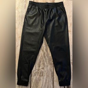 C by one Faux Leather Black Jogger Pants. Size L